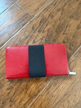 HOBO Red Zip Wallet with Silver Logo Pull